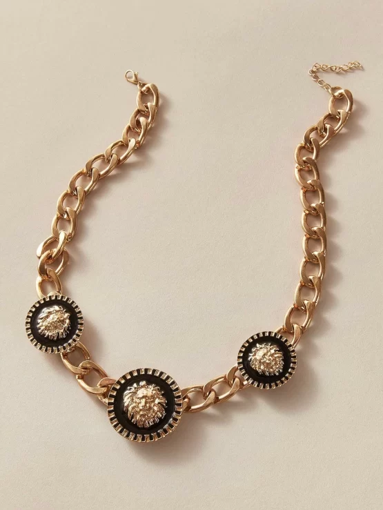One Piece Lion Head Decor Chain Necklace - Image 2