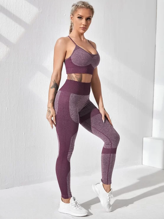 Criss Cross Backless Sports Bra & Leggings - Image 2
