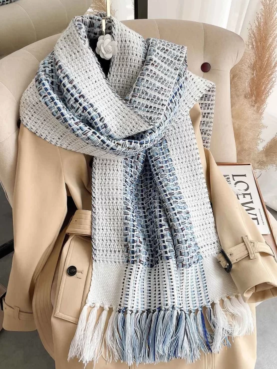 Tassel Casual Color Block Decor Print Scarf - Image 2