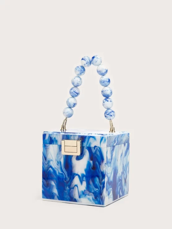 Mini Two Tone Funky Top Handle Box Bag - Image 2