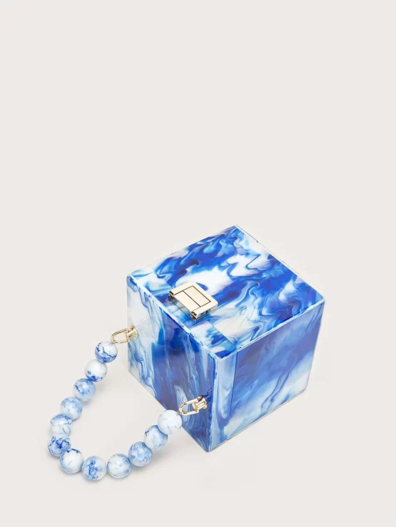 Mini Two Tone Funky Top Handle Box Bag - Image 3