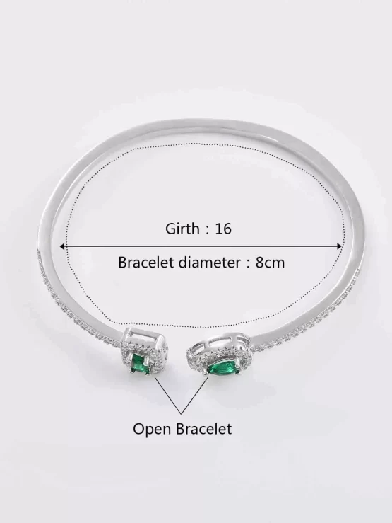 Cubic Zirconia Water Drop Decor Cuff Bangle - Image 3