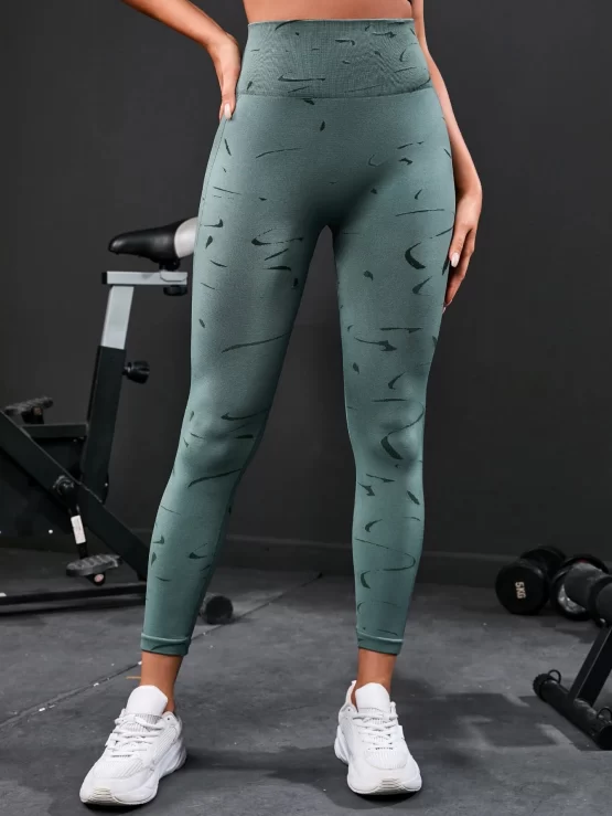Graphic Print Wide Waistband Sports Leggings - Image 2