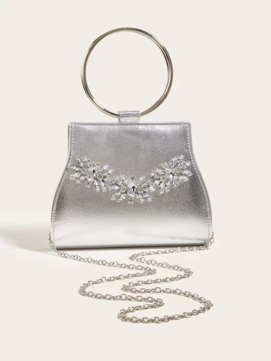 Mini Rhinestone Glamorous Decor Square Bag - Image 2