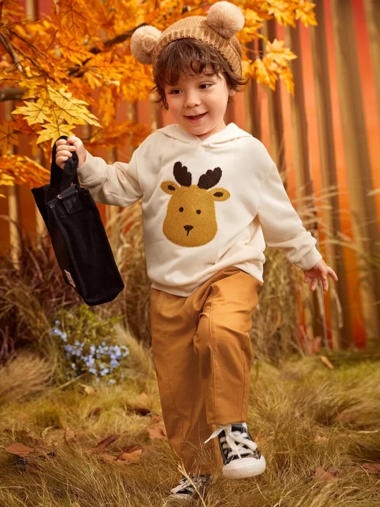 Toddler Boys Animal Embroidery Graphic Hoodie - Image 2
