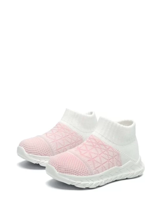 Girls Two Tone Geometric Sock Front Sneakers - Image 3