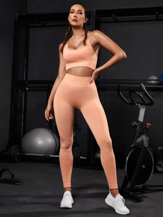 Criss Cross Plain Backless Cami Sports Set - Image 5