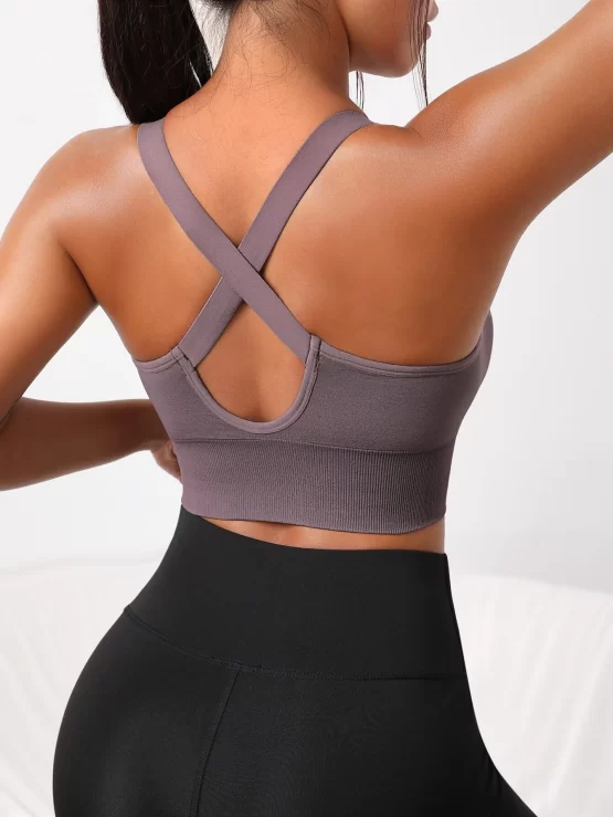 Criss Cross Crossed Backless Sports Bra - Image 3