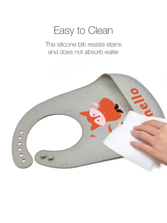 One Piece Baby Cartoon Fox Pattern Bib - Image 3