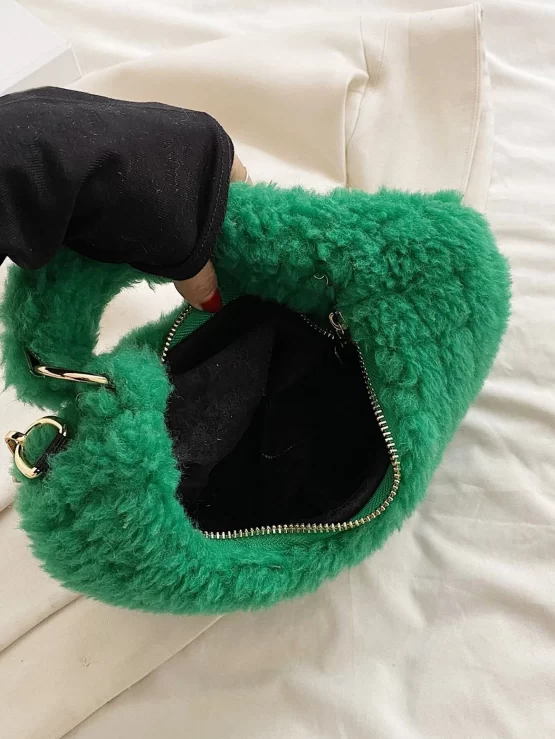 Minimalist Fashionable Fluffy Satchel Bag - Image 3