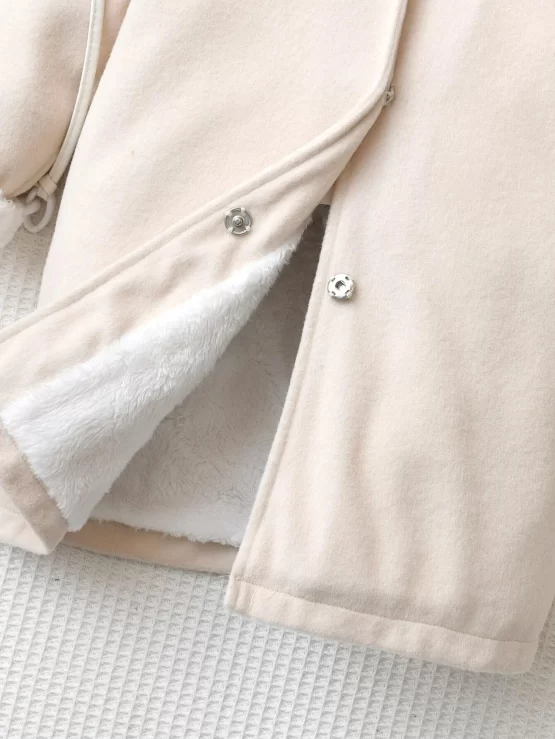 Toddler Girls Fuzzy Trim Teddy Lined Hooded Coat - Image 3