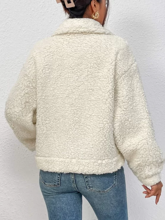 EZwear Drop Shoulder Flap Detail Teddy Jacket - Image 2