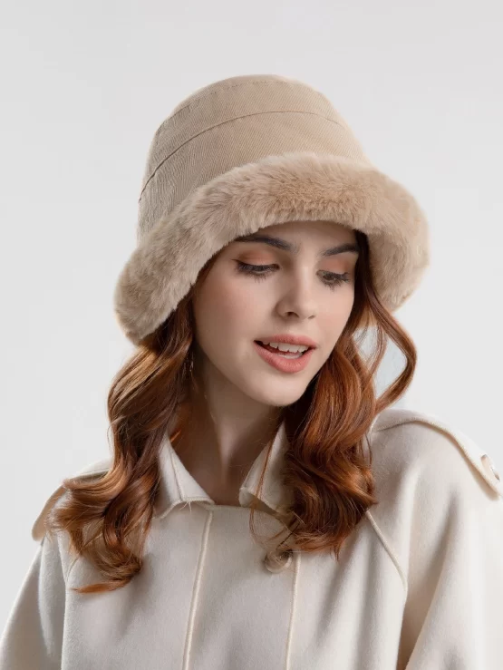 Fluffy Plain Casual Fashionable Bucket Fedora Hat - Image 4