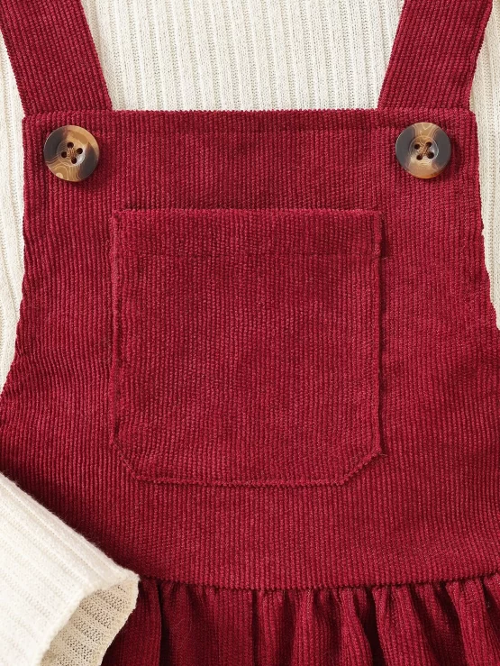Toddler Girls Solid Tee & Overall Romper - Image 2