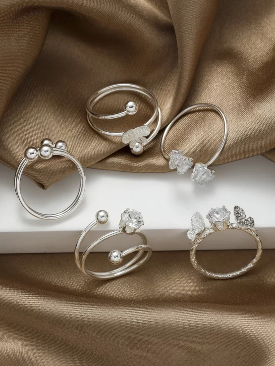 Five Pieces Butterfly & Cubic Zirconia Decor Ring - Image 2