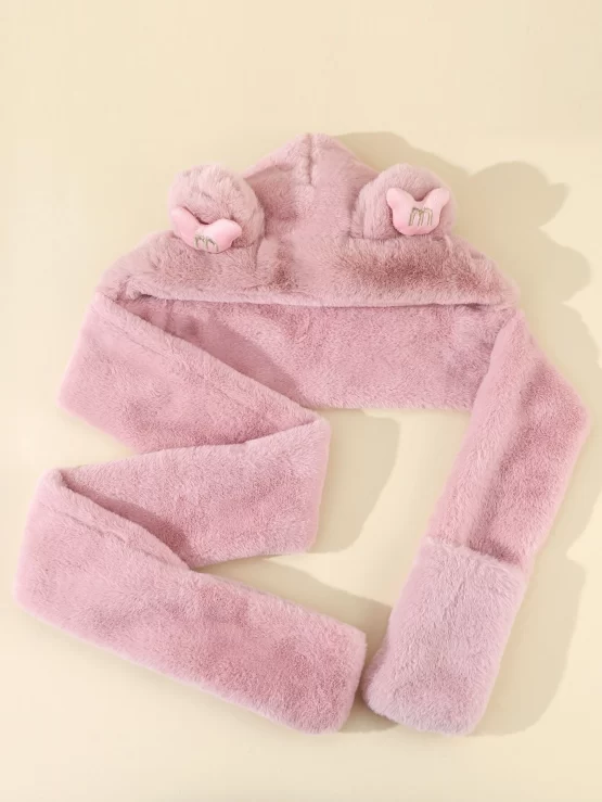 Toddler Girls Ear Decor Beanie With Scarf - Image 2