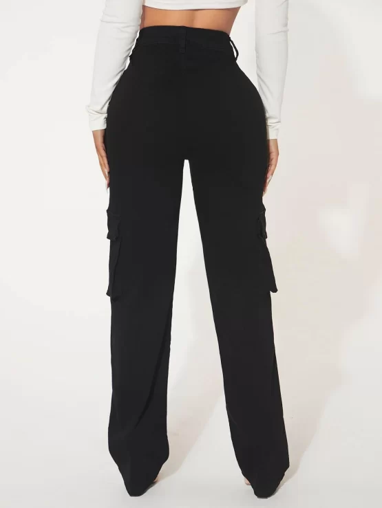 Flap Zipper Fly Button Cargo Pocket Jeans - Image 7