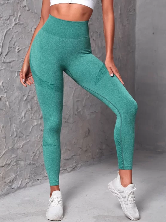 Seamless Wide Band Waist Scrunch Butt Sports Leggings - Image 2