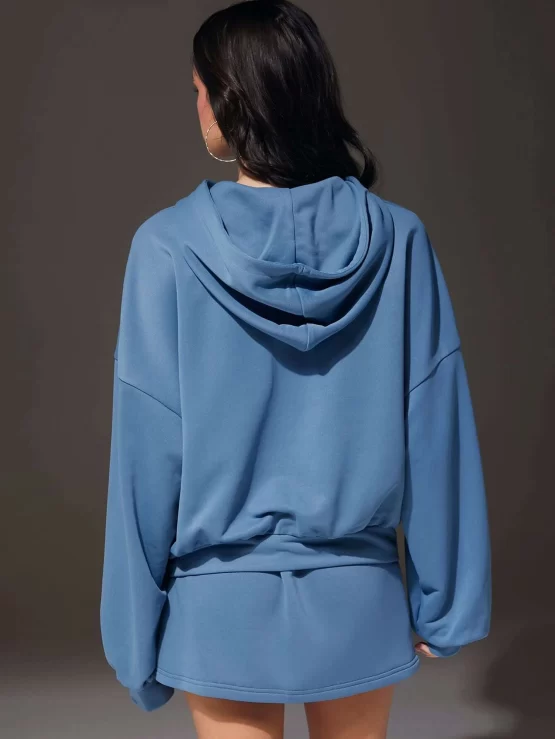 EZwear Drop Shoulder Drawstring Hoodie & Skirt - Image 2