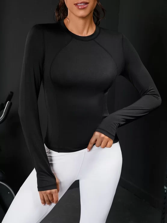 Letter Unlined Long Sleeve Graphic Sports Tee - Image 2