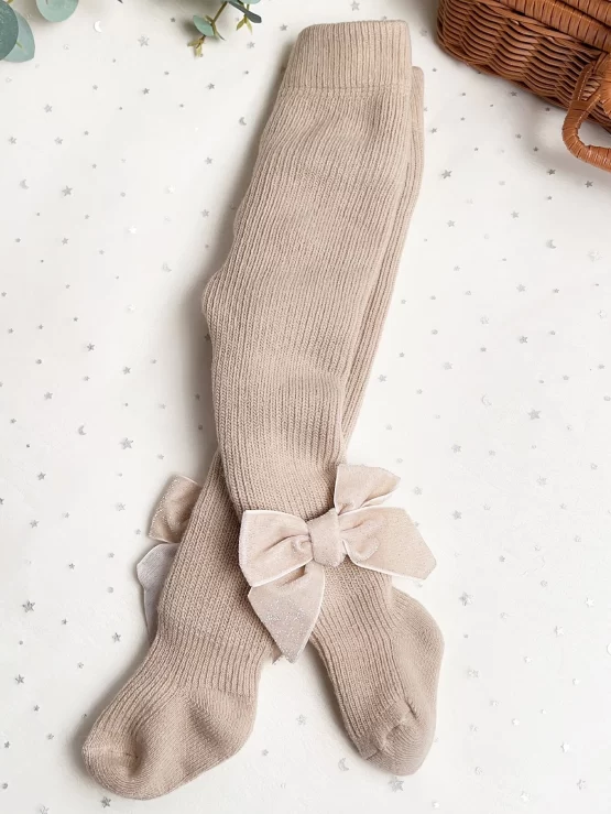 Toddler Girls Bow Decor Fleece Lined Decor Tights - Image 3