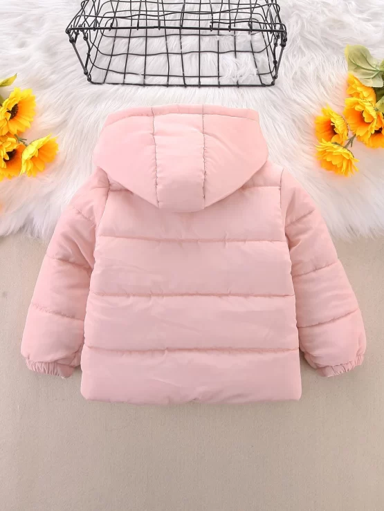 Toddler Girls Solid Zip Up Hooded Puffer Coat - Image 2