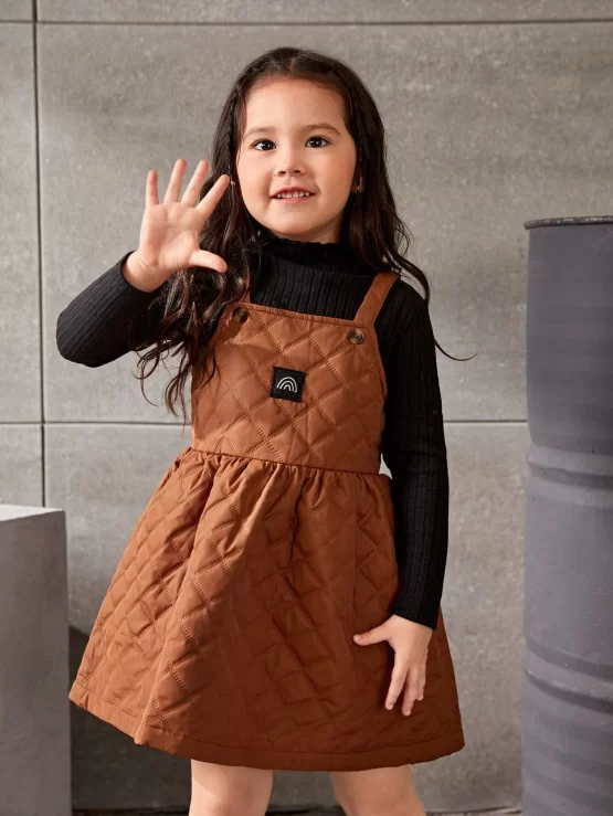 Toddler Girls Rainbow Patched Cami Dress - Image 3