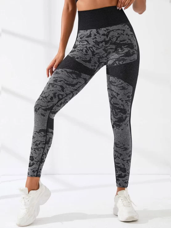 Graphic Print Tummy Control Sports Leggings - Image 2