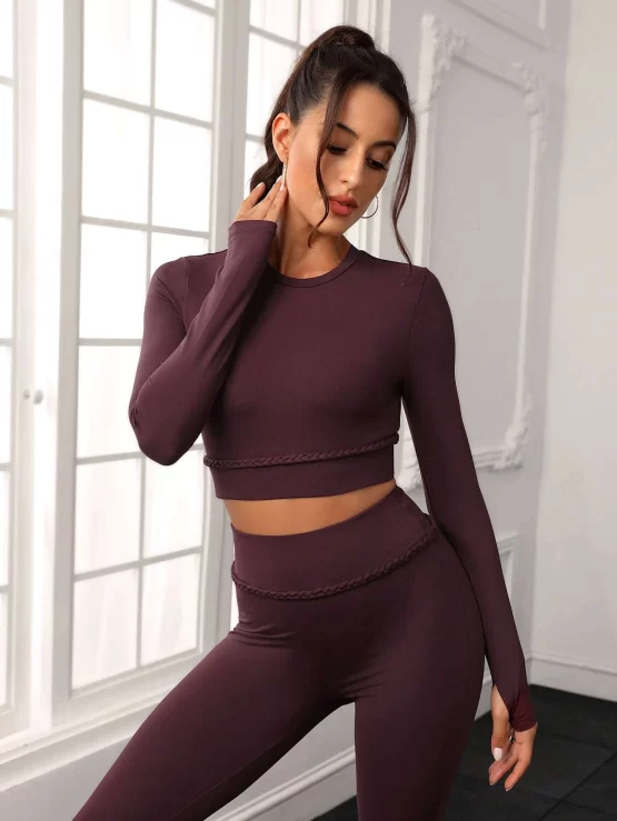 Cut Out Back Thumb Hole Sports Tee & Leggings - Image 3