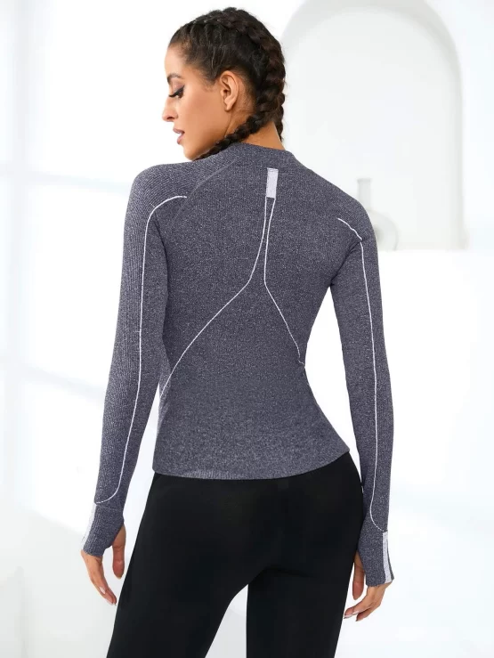 Top-stitching Thumb Holes Sports Jacket - Image 3