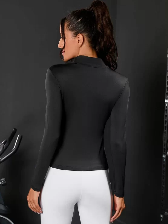 Quarter Collar Plain Zipper Sports Sweatshirt - Image 2