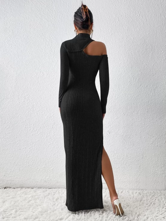 Unity Asymmetrical Neck Cut Out Split Thigh Dress - Image 8