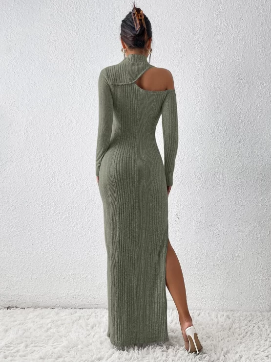 Unity Asymmetrical Neck Cut Out Split Thigh Dress - Image 4