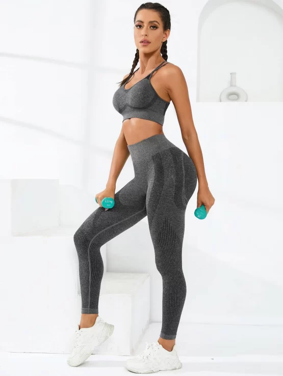 Criss Cross Back Sports Bra & Leggings - Image 2