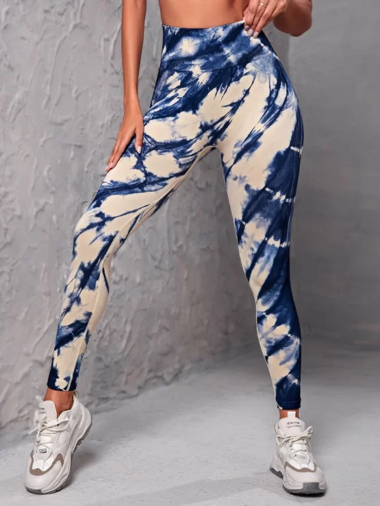 Tie Dye Wideband Waist Sports Leggings - Image 2