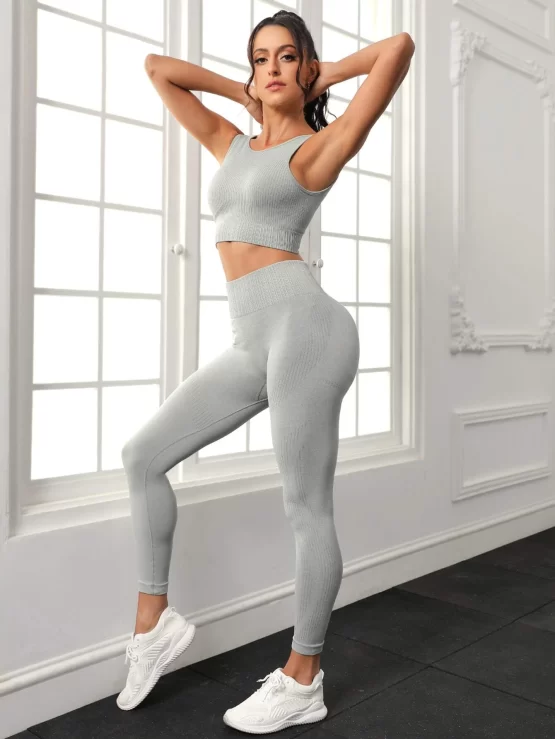 Seamless Lace Up High Stretch Sports Set - Image 3