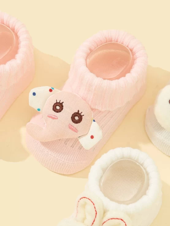 Two Pairs Baby Cartoon Rabbit & Elephant Decor Socks - Image 3