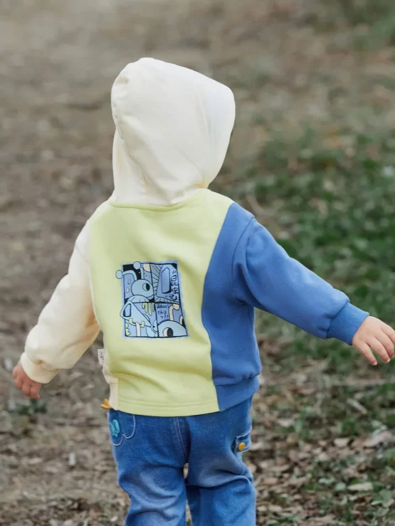 Toddler Boys Cartoon Patchwork Graphic Hoodie - Image 2