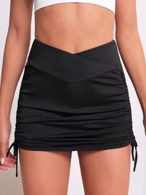 Breathable Softness Drawstring Side Sports Skort With Phone Pocket - Image 2