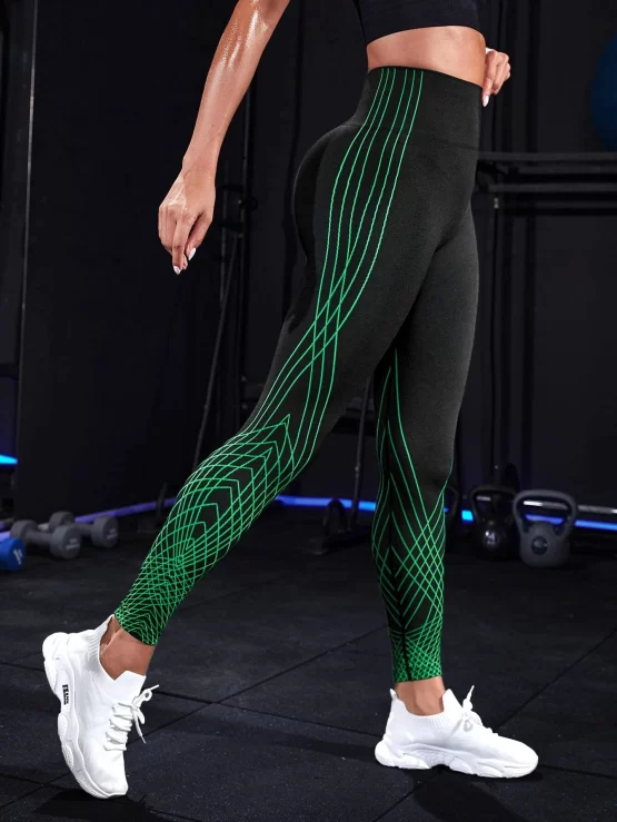 Geo Print Tummy Control Sports Leggings