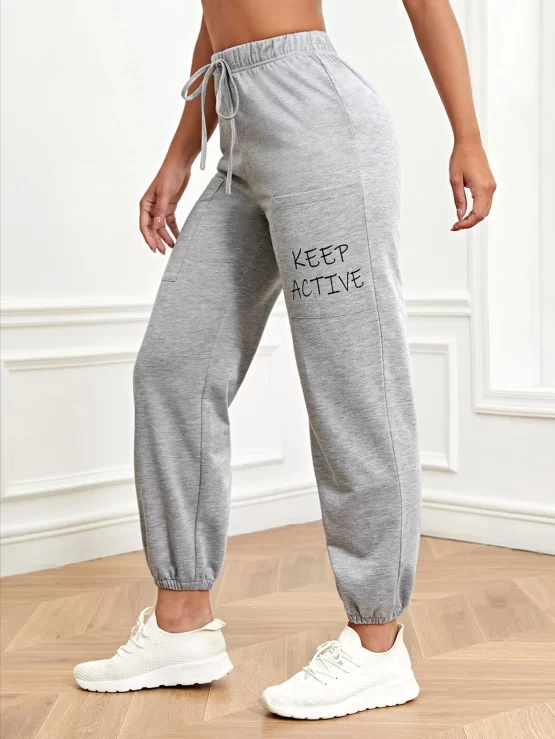 Letter Graphic Drawstring Sports Waist Pants