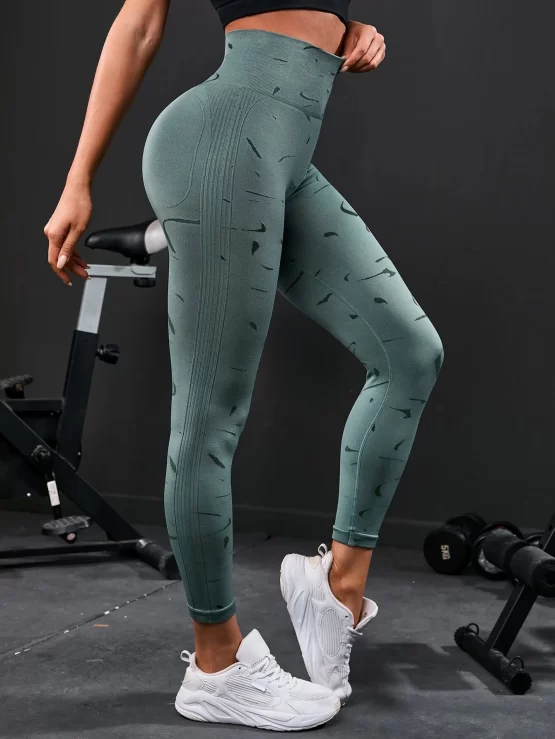 Graphic Print Wide Waistband Sports Leggings