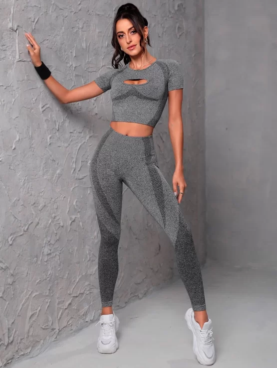 Seamless Cut Out Wide Waistband Sports Set