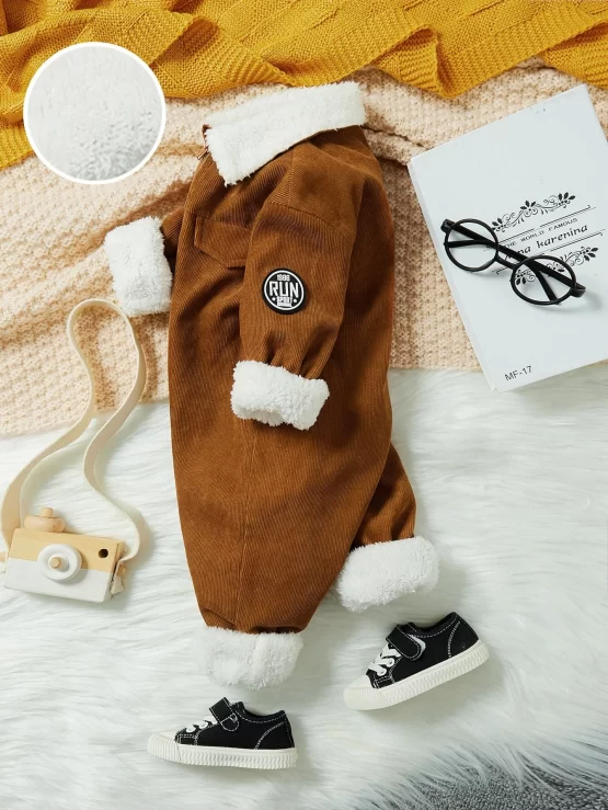Baby Patch Detail Thermal Sleeve Jumpsuit