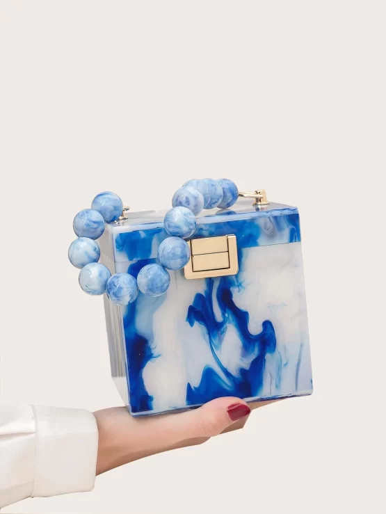 Mini Two Tone Funky Top Handle Box Bag