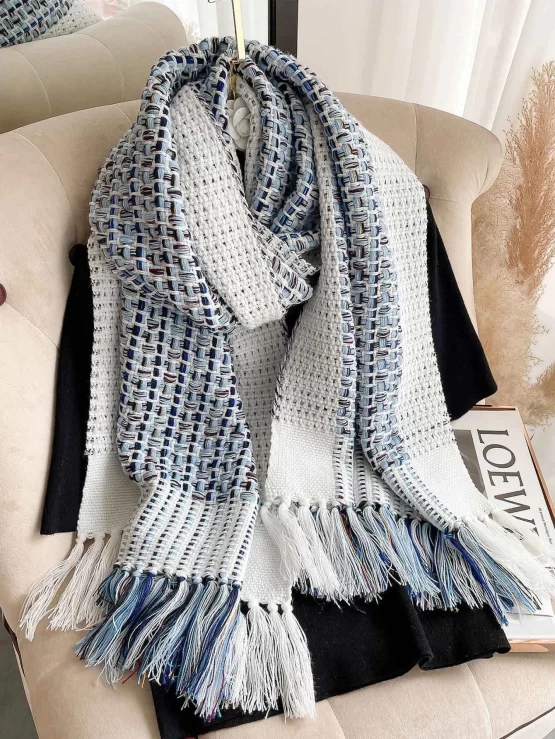 Tassel Casual Color Block Decor Print Scarf