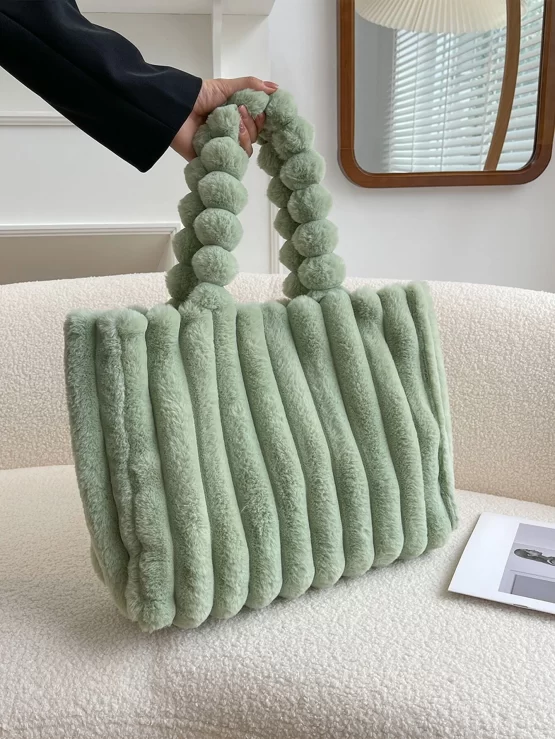 Minimalist Fluffy Tote Double Handle Bag