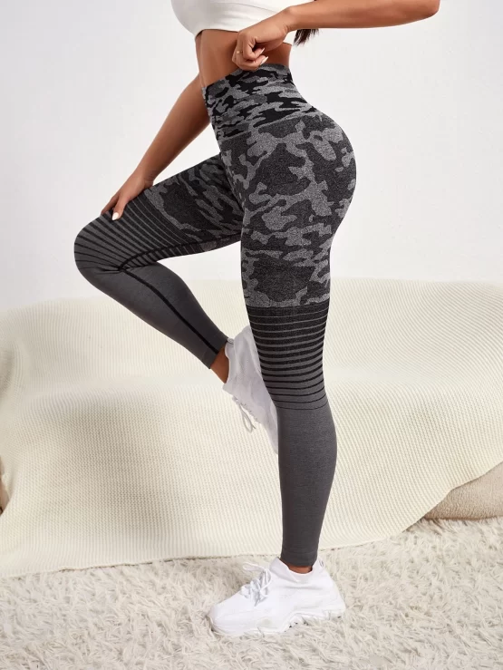 Seamless Camo Print Tummy Control Sports Leggings