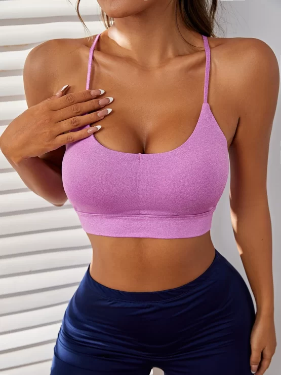 Backless Halter Crossed Cami Sports Bra
