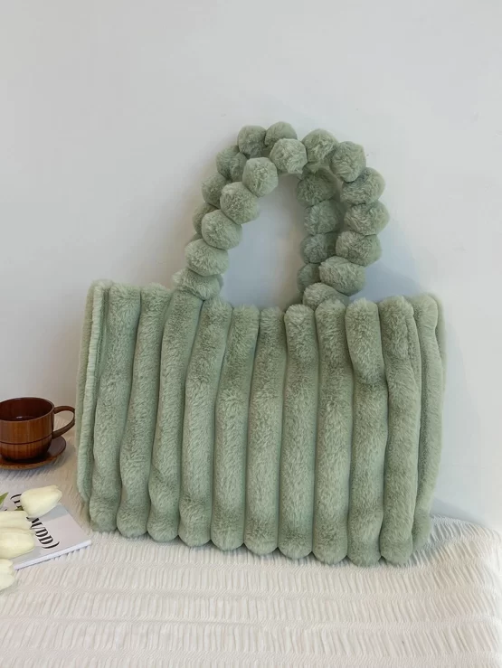 Minimalist Fluffy Tote Double Handle Bag - Image 2